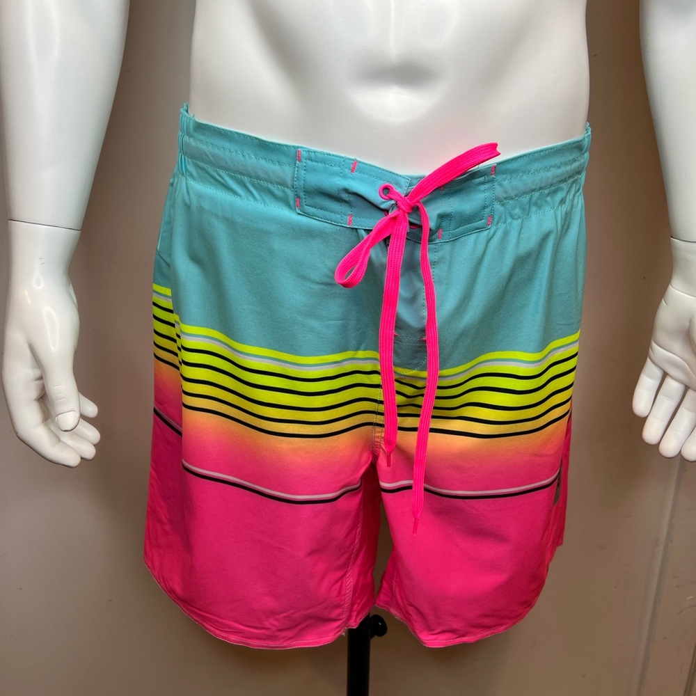 LAGUNA COASTAL FIT ABOVE THE KNEE BATHING SUIT, MULTI COLORS, SIZE LARGE